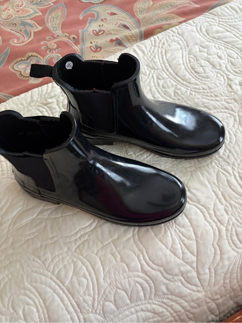 Hunter Black Gloss Chelsea Rain Ankle Boots